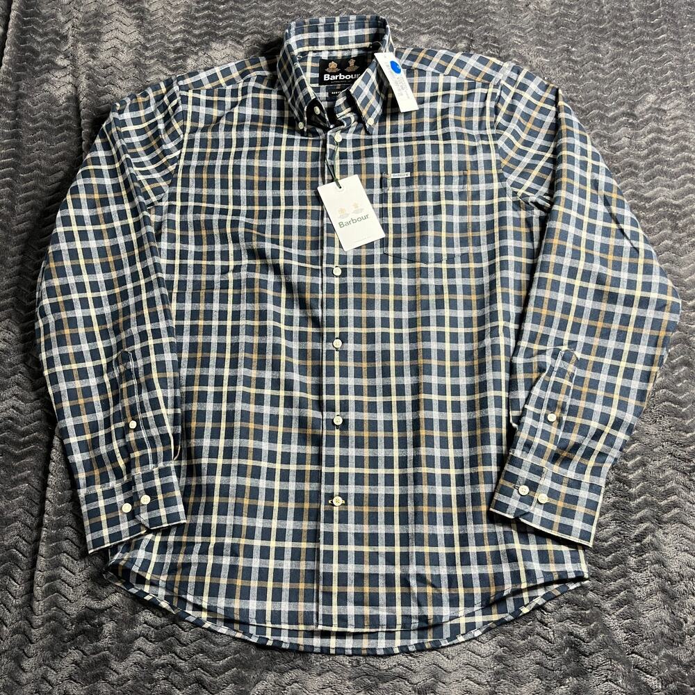 BARBOUR Navy plaid Regular fit Fit Shirt M NWT